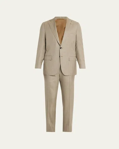 Kiton Men's Herringbone Two-piece Suit In Brown