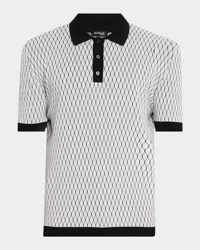 Kiton Men's Honeycomb Short-sleeve Polo Sweater In Blk