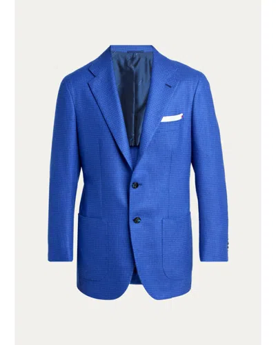Kiton Men's Houndstooth Cashmere Single-breasted Sport Coat In Blue