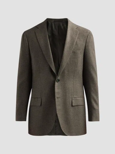 Kiton Men's Houndstooth Cashmere Sport Coat In Green