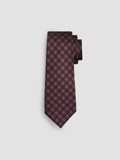Kiton Men's Houndstooth Plaid Silk Tie In Brown Navy