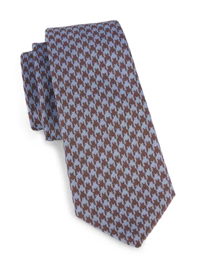 Kiton Men's Houndstooth Silk Tie In Gray