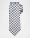 Kiton Men's Houndstooth Silk Tie In Navy