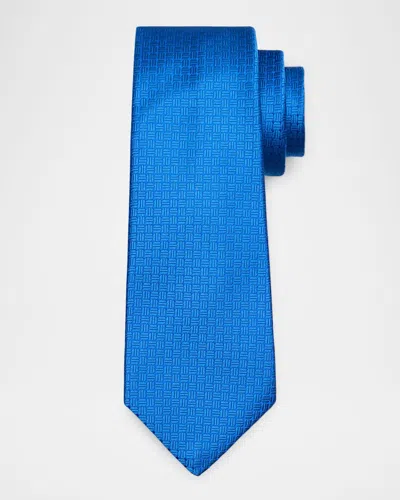 Kiton Men's Jacquard Oval Silk Tie In Blue