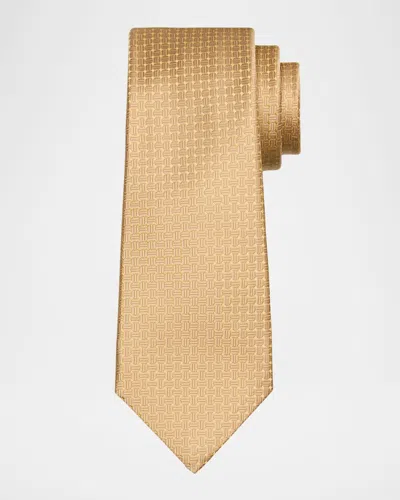 Kiton Men's Jacquard Oval Silk Tie In Gold