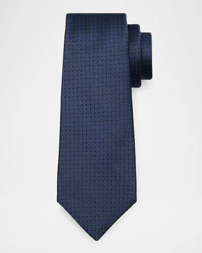 Kiton Men's Jacquard Oval Silk Tie In Navy