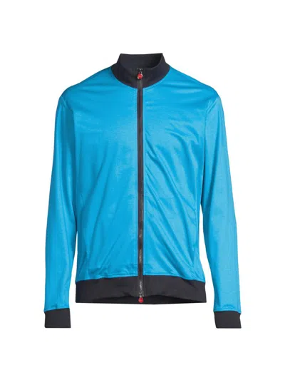 Kiton Men's Jersey Swim Jacket In Blue