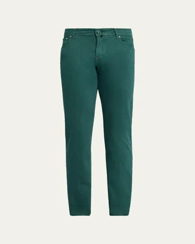 Kiton Men's Kurabo Straight-leg Stretch Five-pocket Pants In Green
