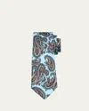 Kiton Men's Large Paisley Silk Tie In Blue