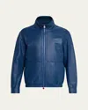 Kiton Men's Leather Full-zip Bomber Jacket In Blue