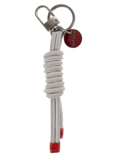 Kiton Men Leather Key Ring In Gray