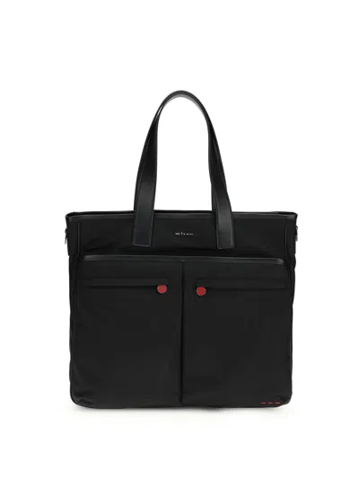 Kiton Men Leather-trimmed Tote Bag In Black