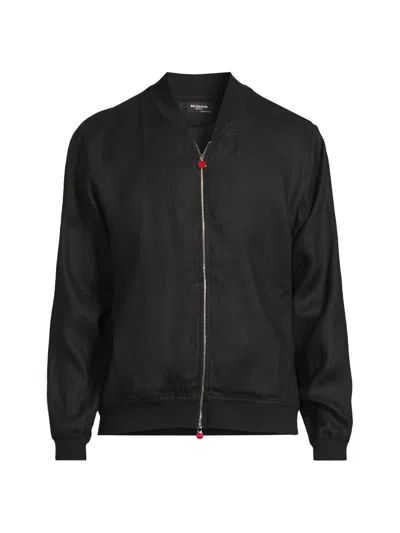 Kiton Men's Linen Bomber Jacket In Black