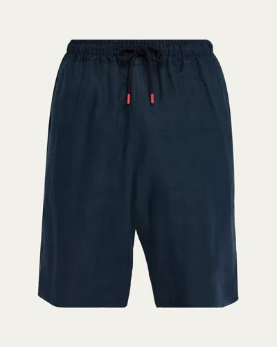 KITON MEN'S LINEN DRAWSTRING SHORTS