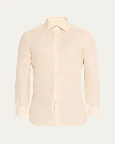 Kiton Men's Linen Sport Shirt In Lt Brwn