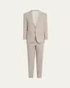 Kiton Men's Linen-wool Solid Suit In Lt Brwn