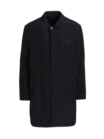 Kiton Men's Logo-embroidered Button-front Coat In Black