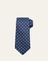 Kiton Men's Medallion Silk 7-fold Tie In Blu
