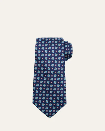 Kiton Men's Medallion Silk 7-fold Tie In Blu