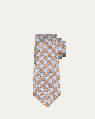 Kiton Men's Medallion Silk 7-fold Tie In Pattern