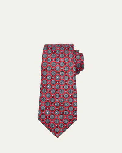 Kiton Men's Medallion Silk Tie In Red