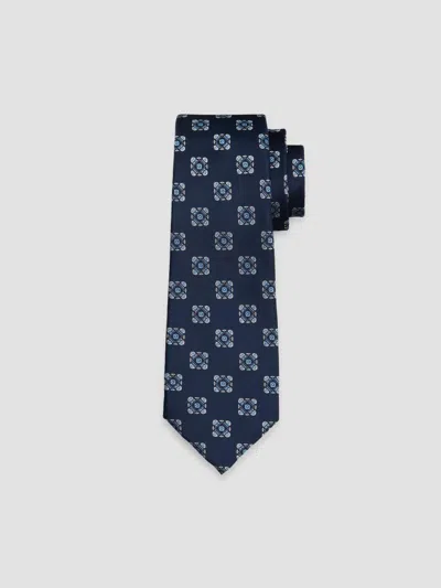 Kiton Men's Medallion Woven Silk Tie In Blue