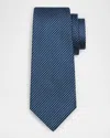 Kiton Men's Micro-check Silk Tie In Blu