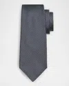 Kiton Men's 7-fold Micro-houndstooth Silk Tie In Gry