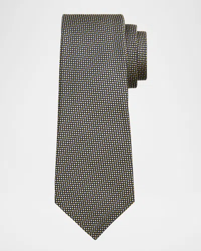Kiton Men's Micro-check Silk Tie In Ylw