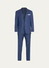 Kiton Men's Micro Check Wool Suit In Blu