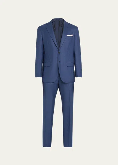 Kiton Men's Micro Check Wool Suit In Blu