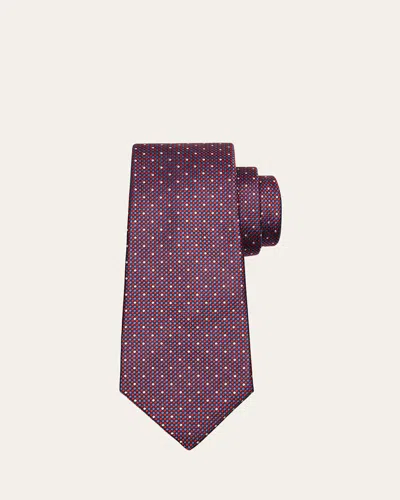 Kiton Men's Micro-dot Silk 7-fold Tie In Pink