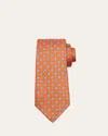 Kiton Men's Micro-floral Silk Tie In Orng