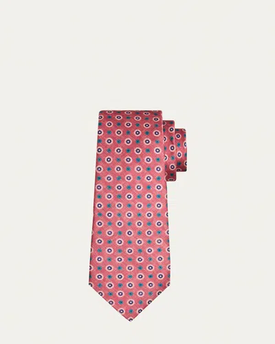 Kiton Men's Micro-floral Silk Tie In Pattern