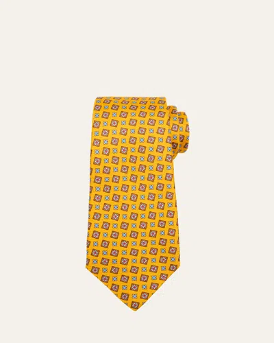Kiton Men's Micro-floral Silk Tie In Ylw