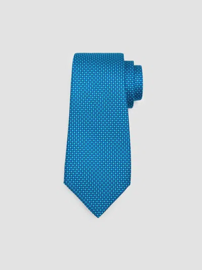 Kiton Men's Micro Geometric Print Silk Tie In Aqua
