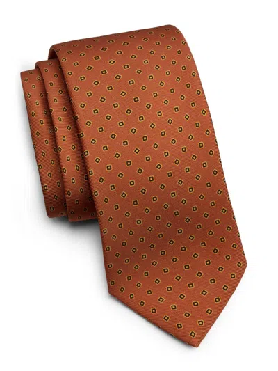 Kiton Men's Micro Geometric Silk Tie In Brown