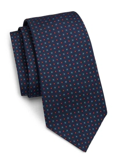 Kiton Men's Micro Geometric Silk Tie In Blue