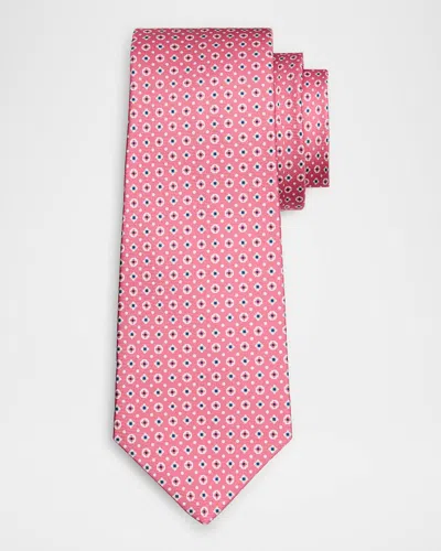 Kiton Men's Micro-medallion Silk Tie In Pink