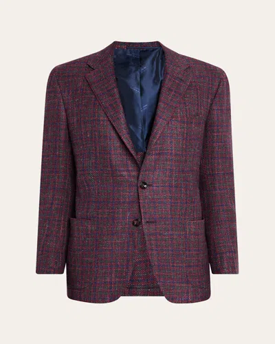 Kiton Men's Micro-plaid Two-button Sport Coat In Purple