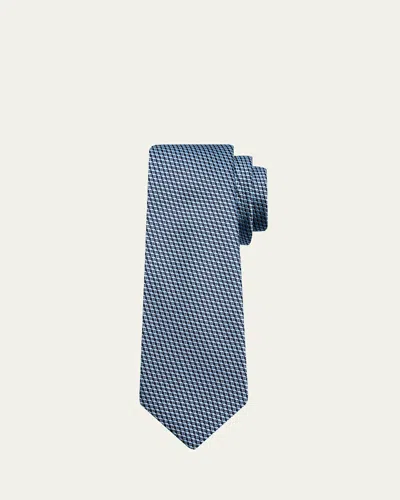 Kiton Men's Micro-jacquard Silk 7-fold Tie In Blue