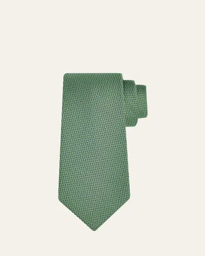 Kiton Men's Micro-jacquard Silk 7-fold Tie In Green
