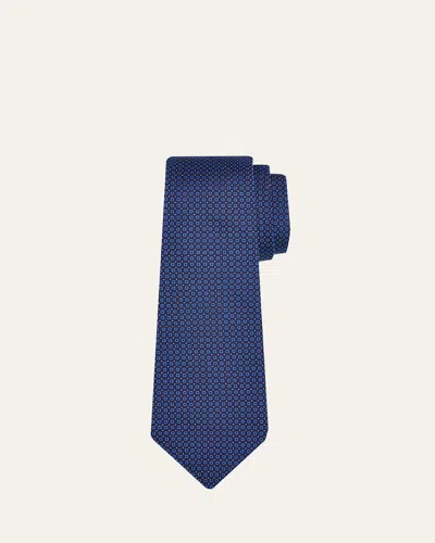 Kiton Men's Micro-square Jacquard Silk 7-fold Tie In Pink