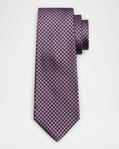 Kiton Men's Mini Houndstooth Silk Tie In Purple