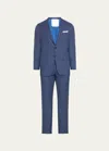 Kiton Men's Mini-houndstooth Wool Suit In Blu