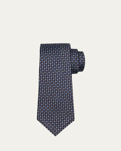 Kiton Men's Mini Square Silk Tie In Blu Mult