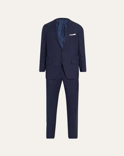 Kiton Men's Mini-check Wool Modern Fit Two-piece Suit In Brown