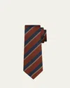 Kiton Men's Multi-stripe Silk Sevenfold Tie In Navy Multi