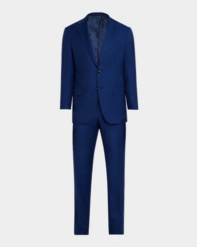 Kiton Men's Narrow Stripe Wool Suit In Blu