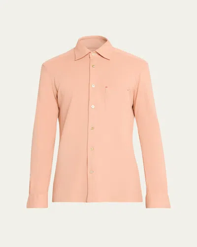 Kiton Men's Nerano Cotton Pique Button-down Shirt In Pink